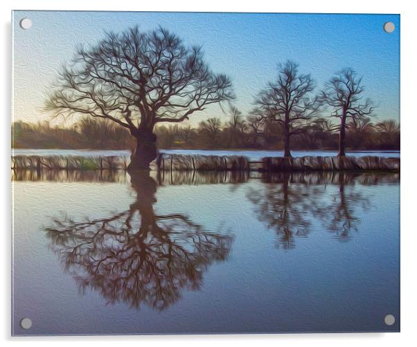  Winter Flood Cobham Acrylic by Clive Eariss