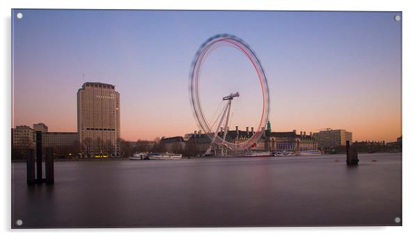  The London Eye Dusk Acrylic by Clive Eariss