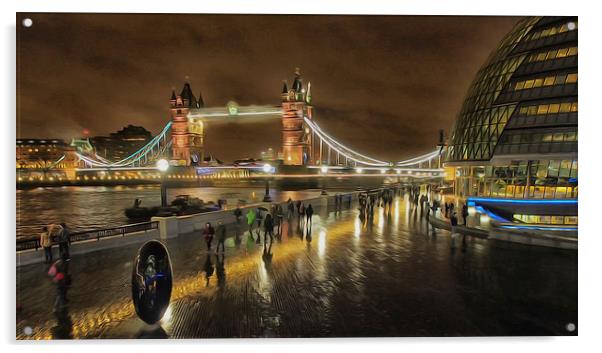 Tower Bridge In Art Acrylic by Clive Eariss