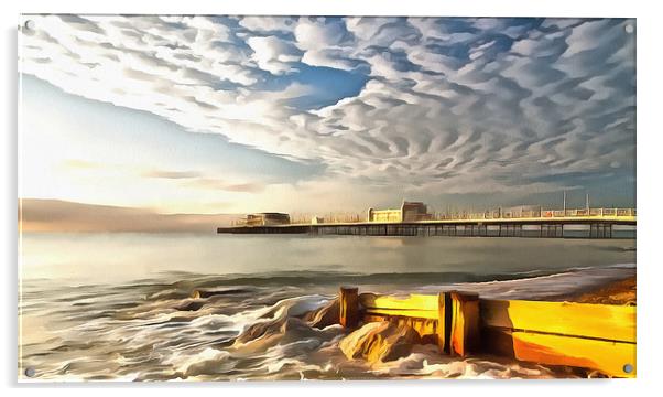 Worthing Pier And Beach Acrylic by Clive Eariss