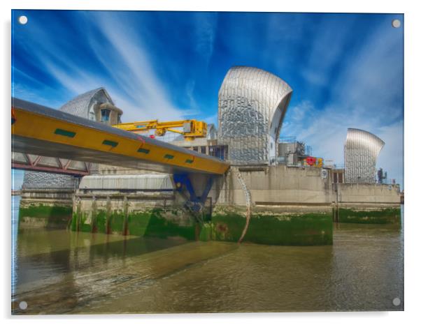 The Thames Barrier 1 Acrylic by Clive Eariss