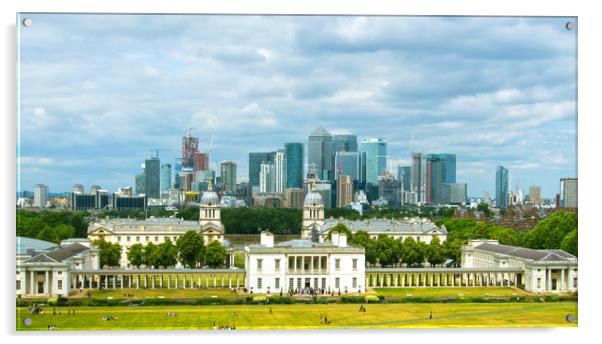 Greenwich University And Canary Wharf Acrylic by Clive Eariss