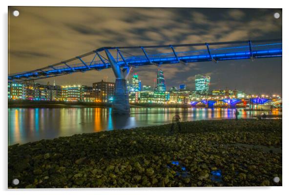 Millennium Bridge London Acrylic by Clive Eariss