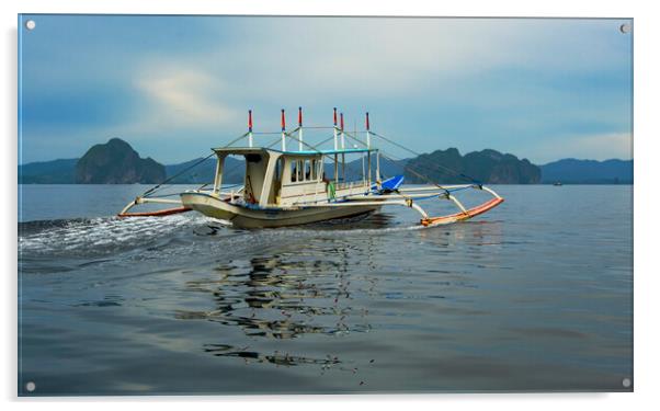 Palawan Bangka Boat Acrylic by Clive Eariss