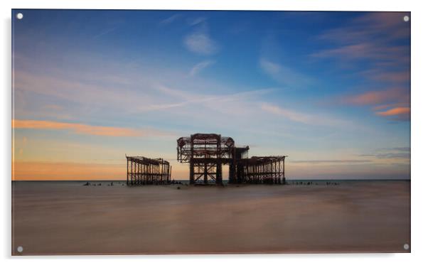 Sunrise Old Brighton Pier Acrylic by Clive Eariss