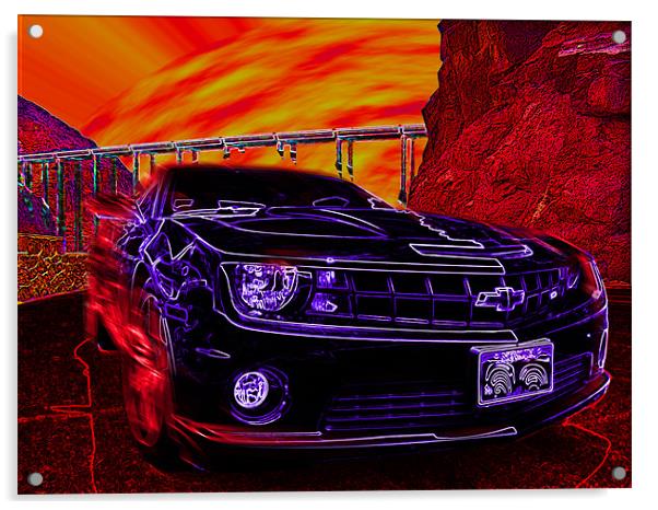 Neon Chevrolet Camaro SS Acrylic by Brigitte Maenhout