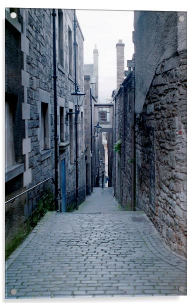 Narrow Lane Edinburgh Acrylic by Edward Denyer