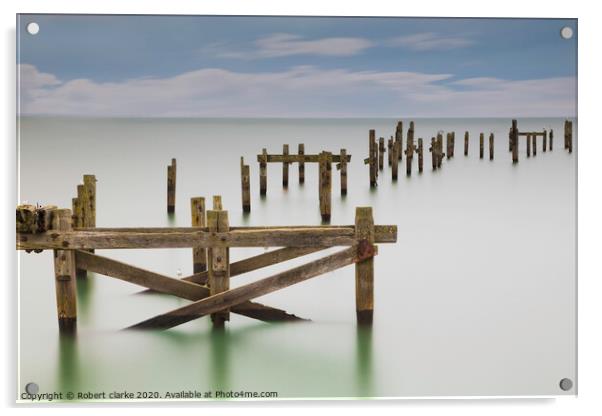 Swanage Old Pier Acrylic by Robert clarke
