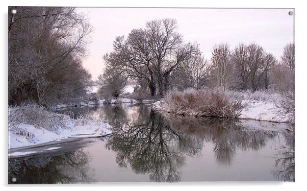 Winter on the Ivel 2 Acrylic by Geoff Phillips