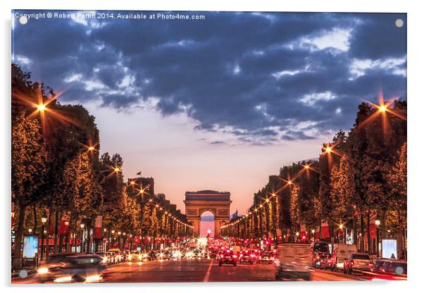 The Champs Elysées at Dusk Acrylic by Robert Pettitt