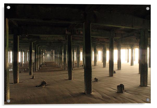 Beach Below The Pier Acrylic by Adrian Wilkins