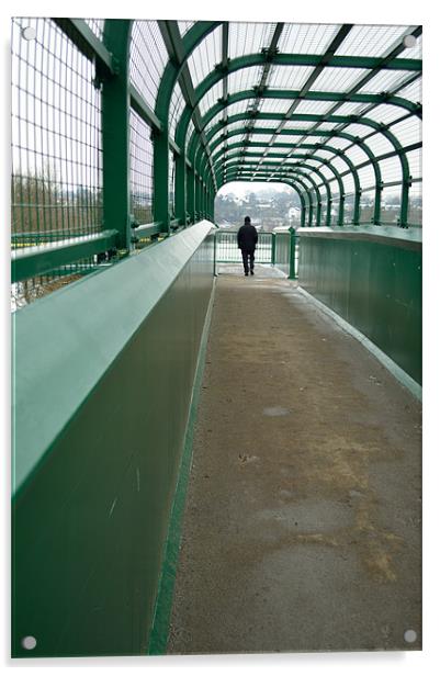 Railway Footbridge Acrylic by Adrian Wilkins