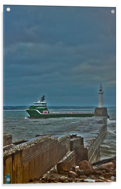 Enea Escaping the Stormy North Sea Acrylic by Graeme Raffan