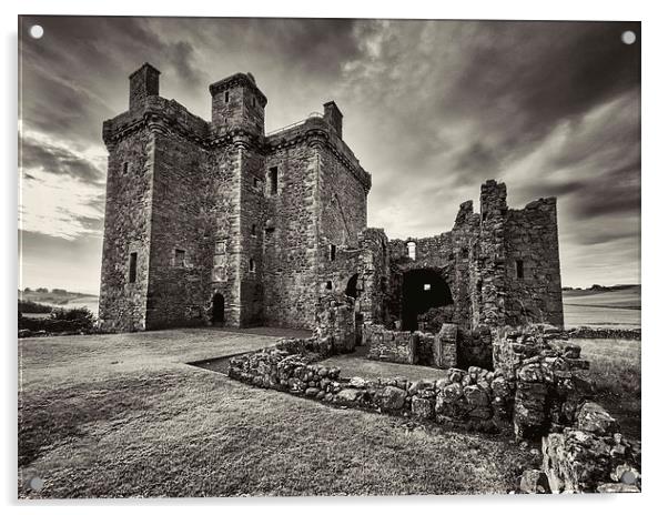 Balvaird Castle Acrylic by Fraser Hetherington