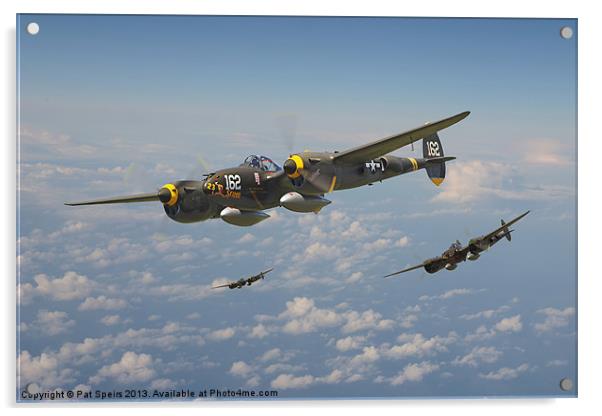 P38 Lightning - Pacific Patrol Acrylic by Pat Speirs