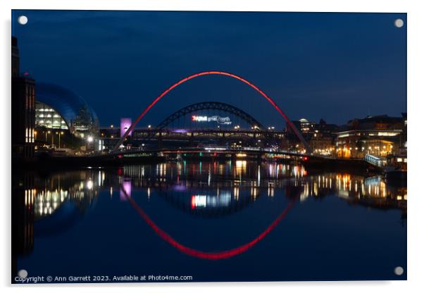 Gateshead Millennium Bridge, Newcastle Quayside at Acrylic by Ann Garrett