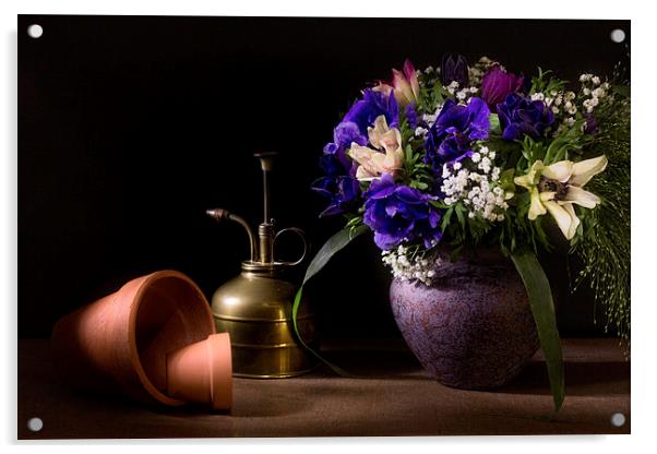 A Vase of Anemones Acrylic by Ann Garrett