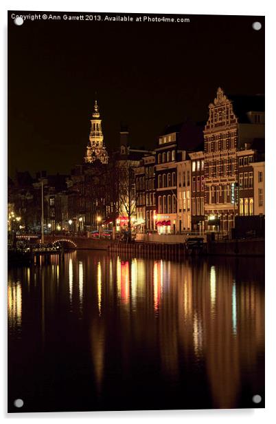 Amsterdam at Night Acrylic by Ann Garrett