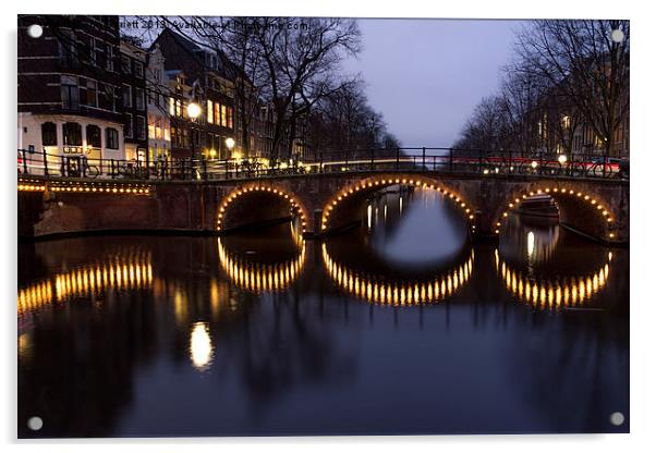 Cycle Light Trails in Amsterdam Acrylic by Ann Garrett