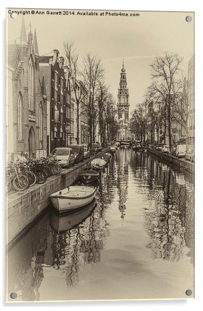 Amsterdam Backwater Sepia Acrylic by Ann Garrett