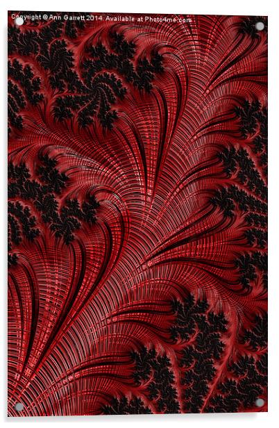 Red on Black  2 - A Fractal Abstract Acrylic by Ann Garrett