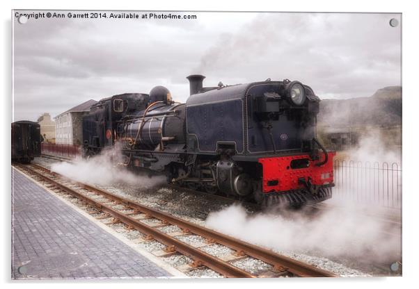 Steam Engine in Porthmadog Acrylic by Ann Garrett