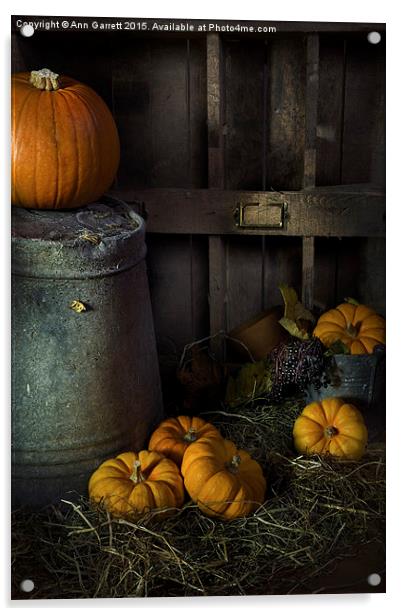 Pumpkins on Straw Acrylic by Ann Garrett