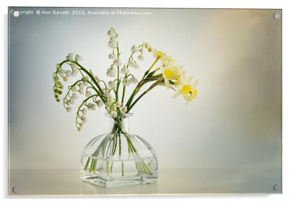 Lilies of the Valley in a Glass Vase Acrylic by Ann Garrett