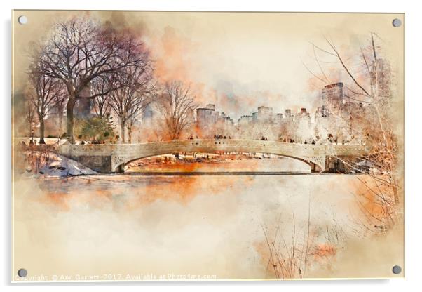 Bow Bridge Central Park New York Acrylic by Ann Garrett