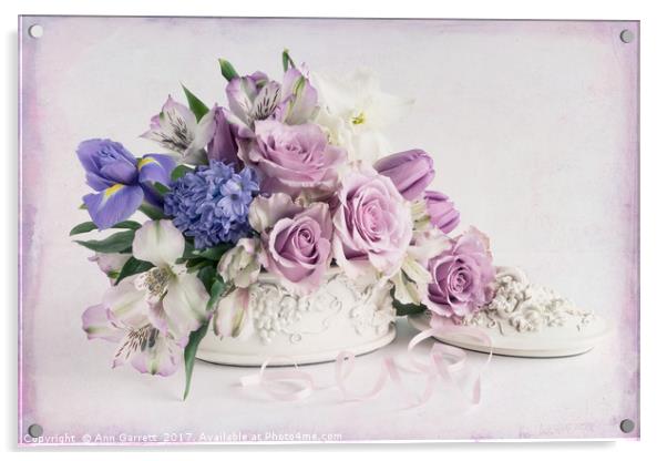 Lilac Roses and Friends Acrylic by Ann Garrett