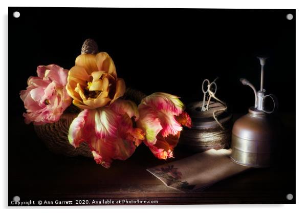 Sunlit Tulips Still Life Acrylic by Ann Garrett
