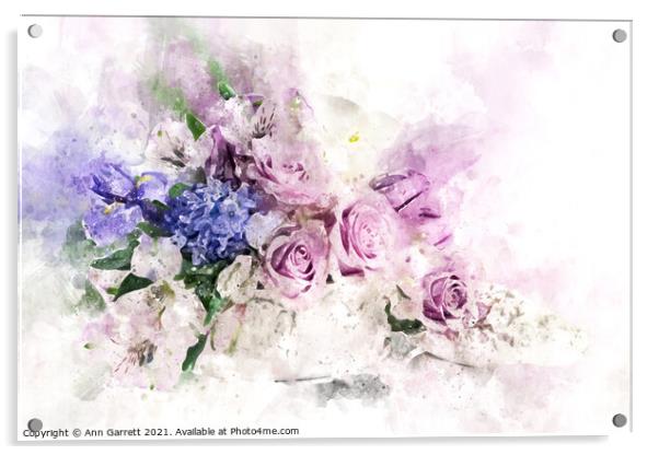 Lilac Rose Posy Acrylic by Ann Garrett