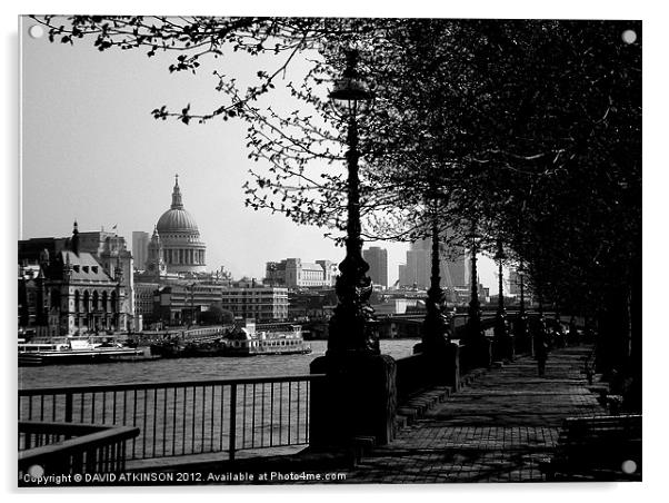 St Pauls Cathedral by the Thames Acrylic by David Atkinson