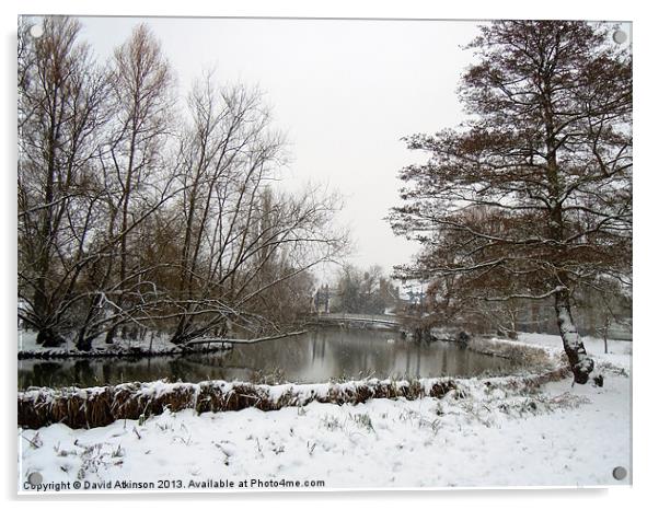 SNOWY RIVERBANK Acrylic by David Atkinson