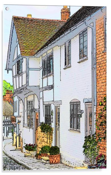 TUDOR COTTAGE Acrylic by David Atkinson