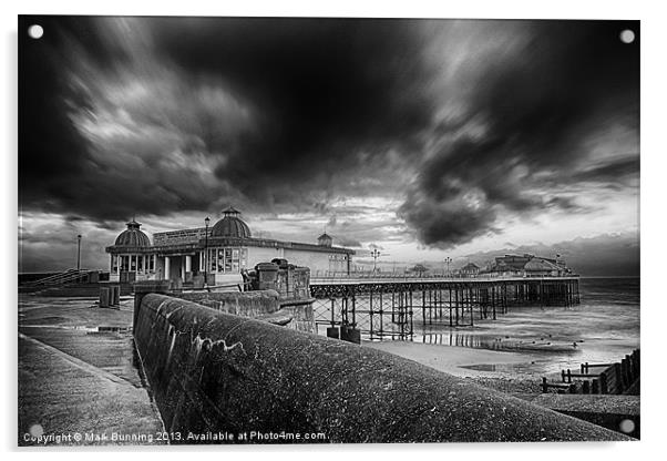 A storm brewing over Cromer Pier in monocrome Acrylic by Mark Bunning