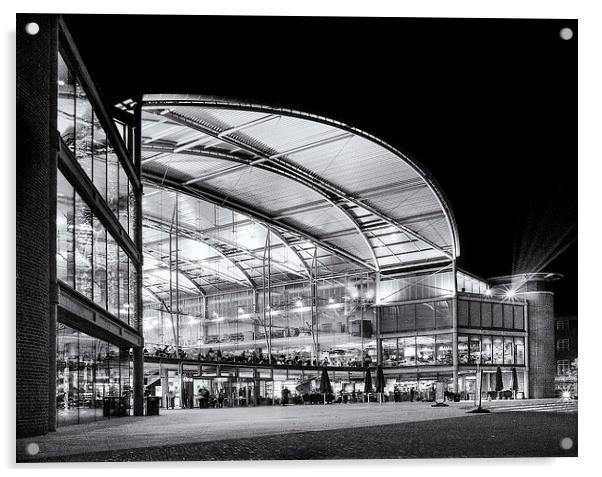 Norwich Forum in black and white Acrylic by Mark Bunning
