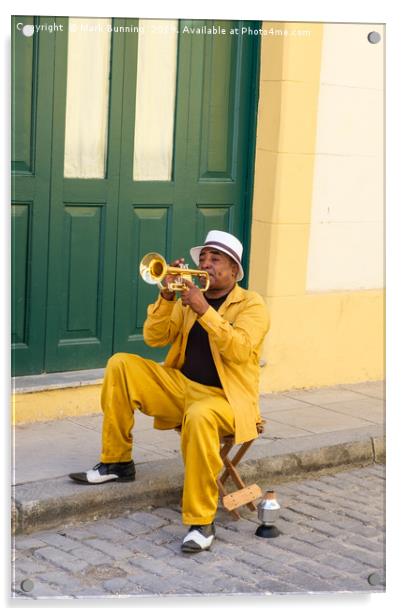 Havana trumpeter cuba Acrylic by Mark Bunning