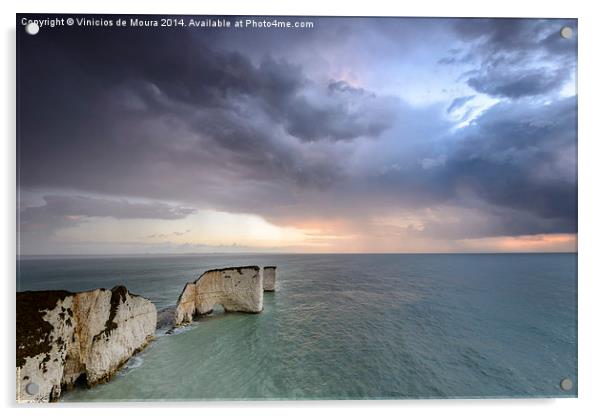 Old Harry Rocks Acrylic by Vinicios de Moura