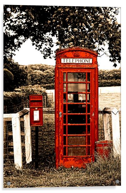 Traditional Red Telephone Box near Malton Acrylic by Paul M Baxter