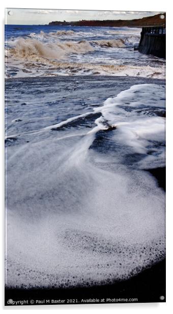 Sandsend tide creeps in  Acrylic by Paul M Baxter