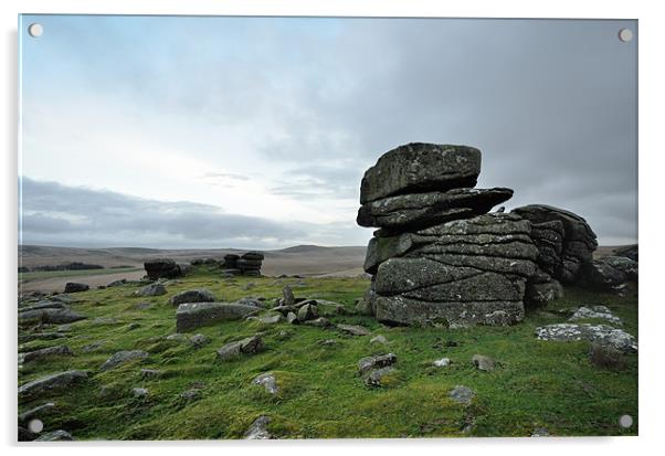 Rowtor, Dartmoor Winter Acrylic by Jon Short