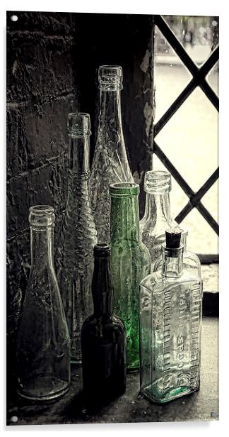 One green bottle Acrylic by Rick Lindley