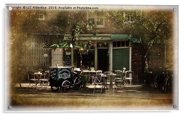Cafe in York Acrylic by LIZ Alderdice