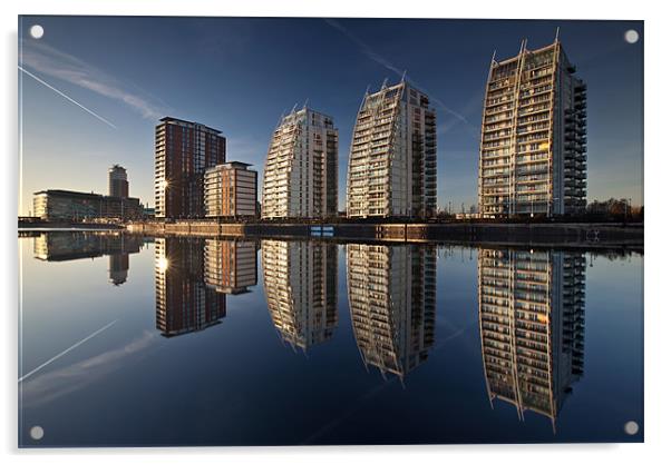 Reflections of Salford Quays Acrylic by Andrew Yu