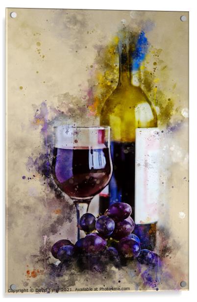 Red Wine and Grapes Acrylic by David Tyrer