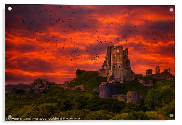 Haunting Echoes at Corfe Castle Acrylic by David Tyrer