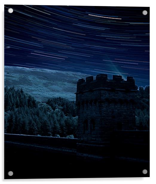 Star trails derwent dam Acrylic by Neil Ravenscroft