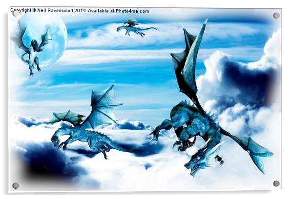 Blue Dragons Acrylic by Neil Ravenscroft