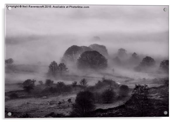  Misty morning on Curbar edge Acrylic by Neil Ravenscroft